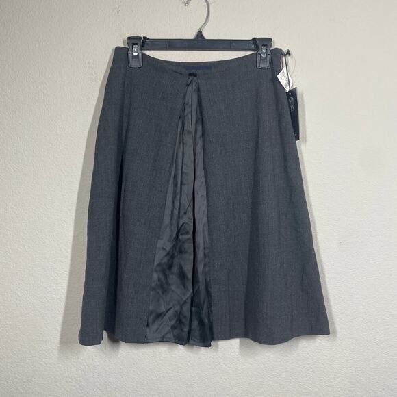 Piazza Sempione 38/XS Wool Blend A-Line Midi Skirt Gray Flared Side Zip Italy - Picture 1 of 9